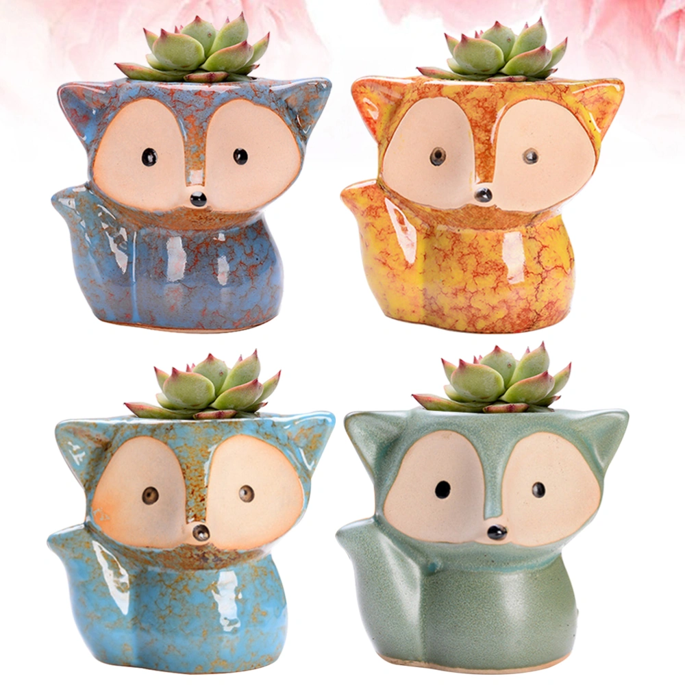 4PCS Style Ceramic Flower Pot Mini Succulent Plant Flower Pot Straight Round Potting Pot Household Flower Container without Plant (Blue, Green, Yellow and Purple)