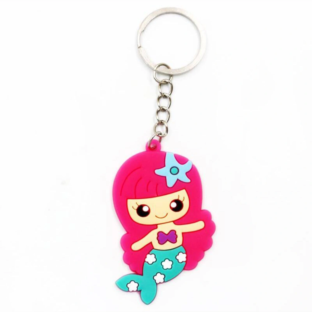 24pcs Mermaid Key Chains Key Rings Silicone DIY Accessories for Handbags Boys Girls Small Gifts Cartoon Keychain Car Key Holder (Pink, Rose Red, Yellow, Blue, Green and Purple)