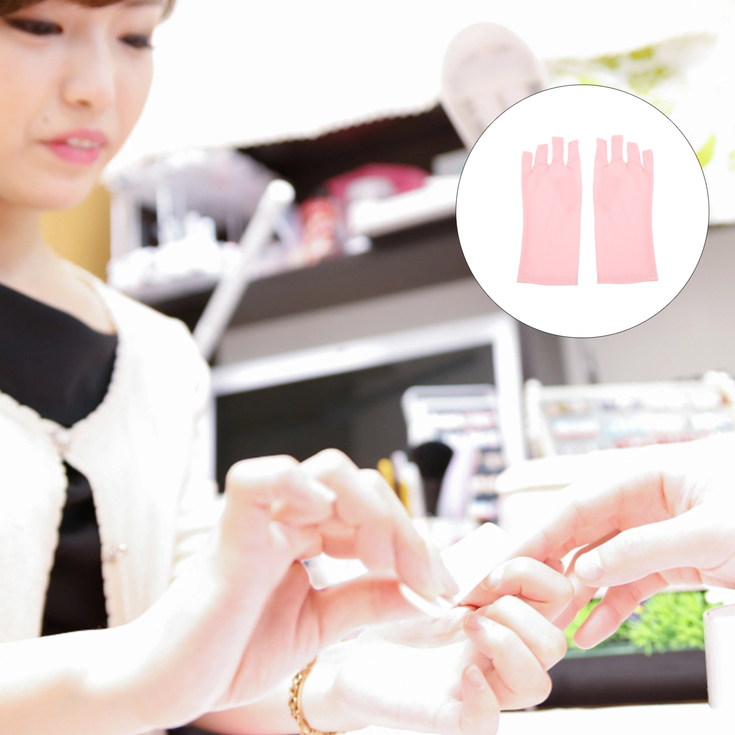 1 Pair of eat-resistant Manicure Hand Protectors UV Lamp Hand Covers (Pink)