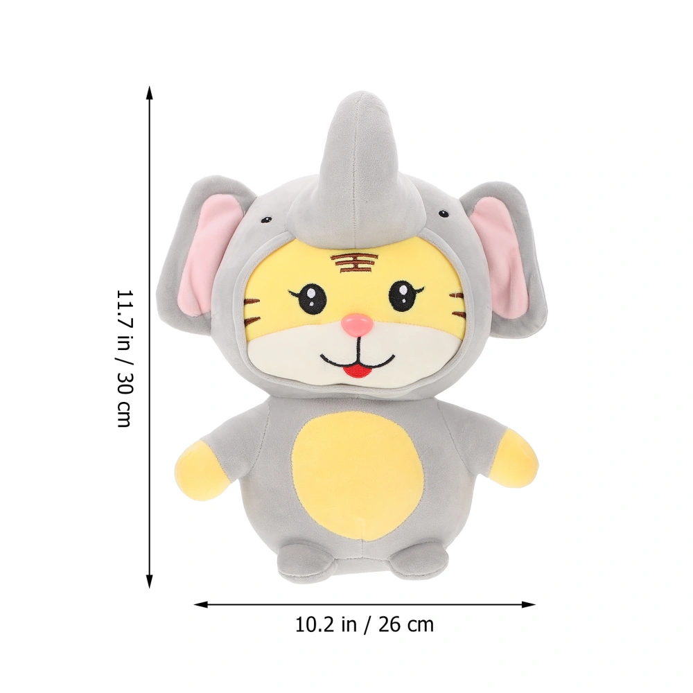 1pc Plush Cartoon Tiger Doll Kids Plush Supple Doll Gift for Sofa Bedroom Grey