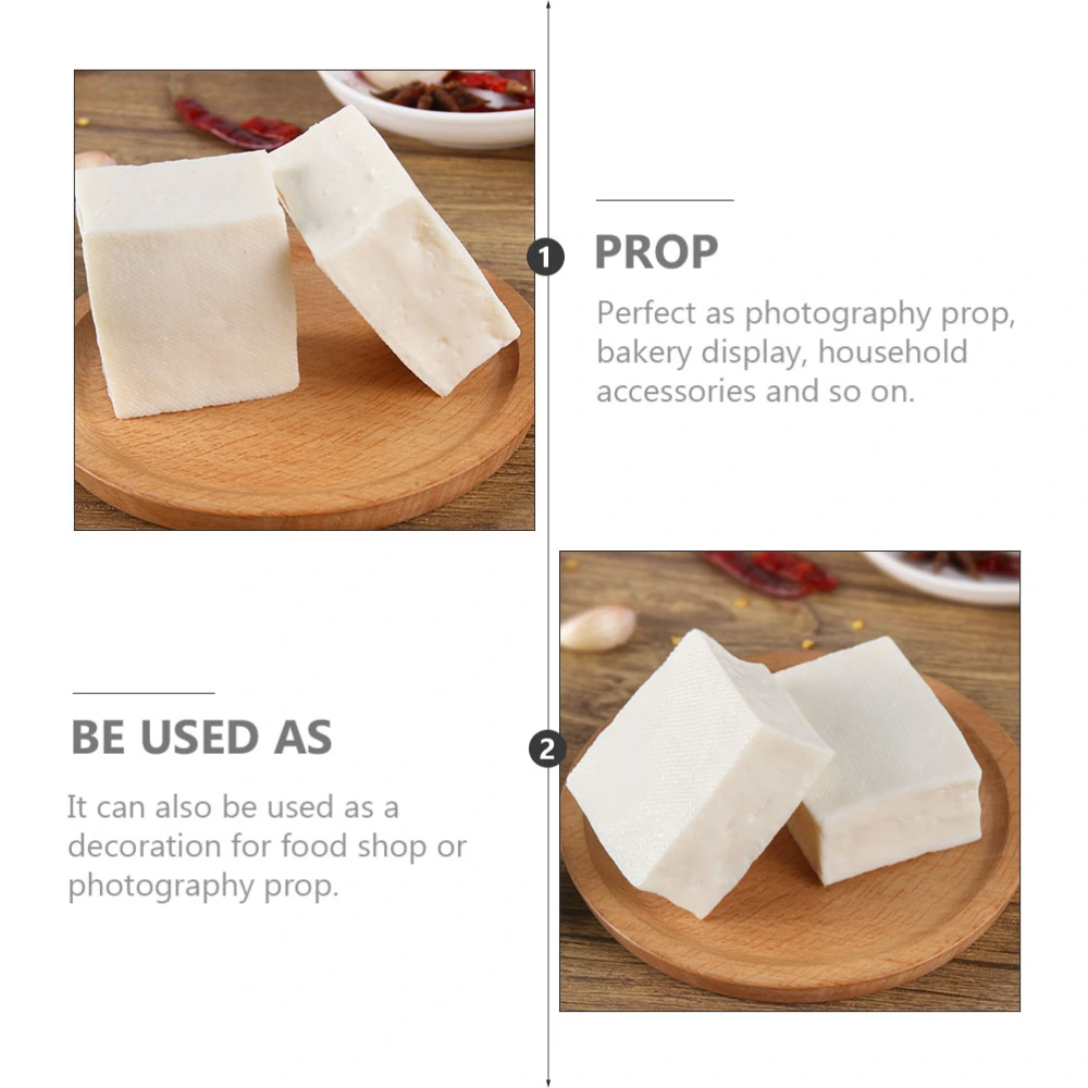 2Pcs Simulation Tofu Adornment Bean Curd Block Model Food Store Tofu Shape Display Prop