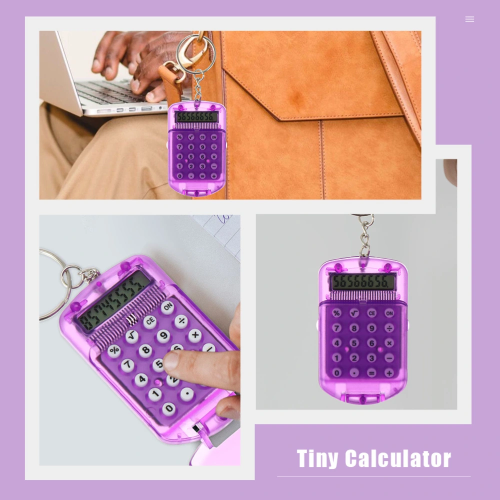 4pcs Mini Electronic Calculators Keychains Tiny Small Pocket Calculators Key Rings