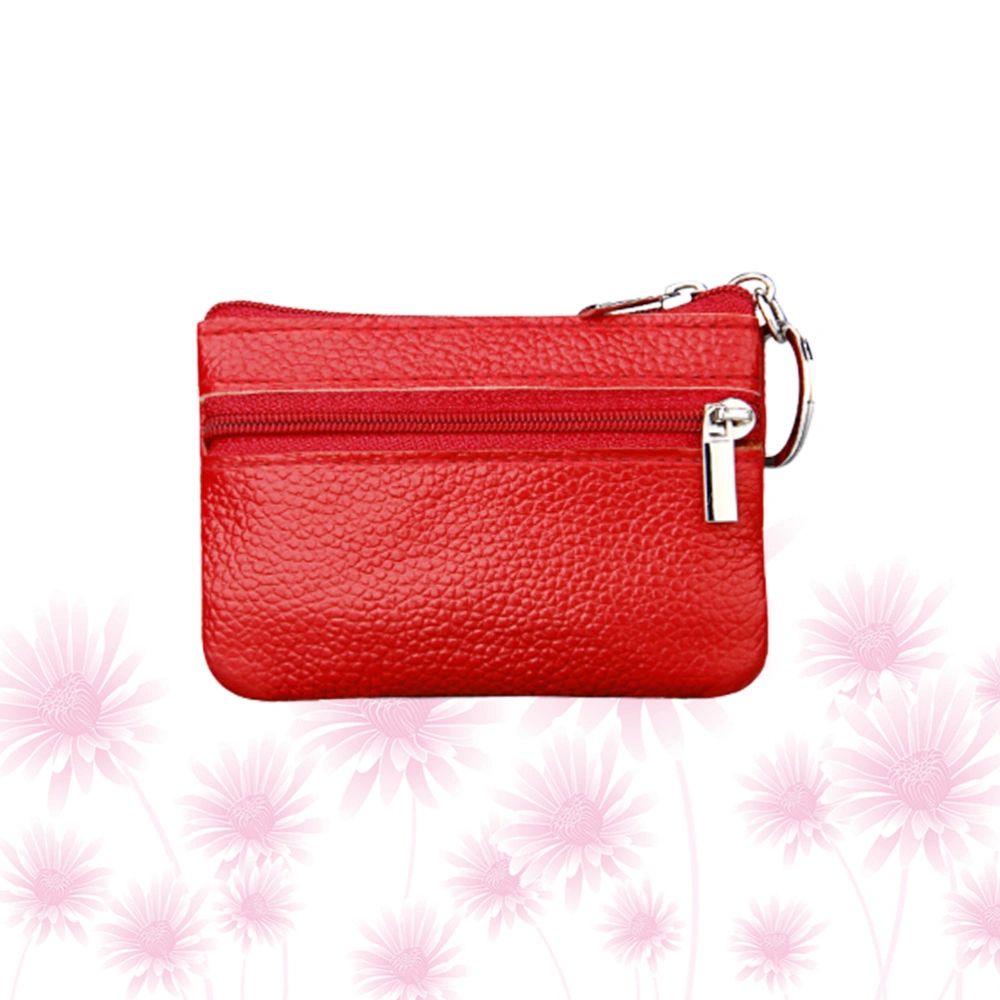 Multifunction Wallet Fashion Woman Coin Purse Simple Zipper Short Storage Bag for Coin Money Key (Red)