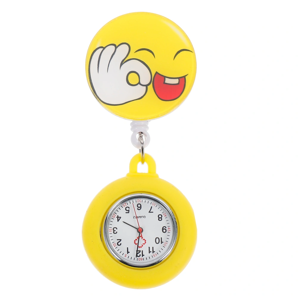 Retractable Nurse Watch Clip-on Hanging Lapel Pocket Watch Cartoon Nurses Watch