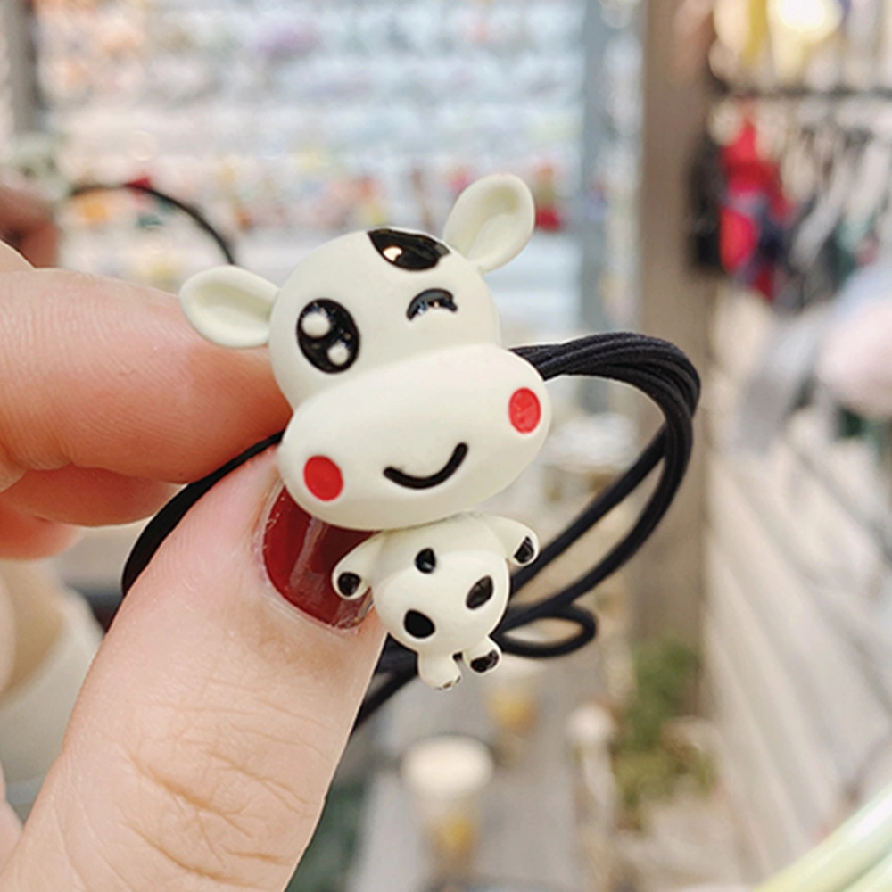 6pcs Cartoon Cow Hair Ropes Fashion Hair Rings Chinese Zodiac Ox Hair Scrunchies