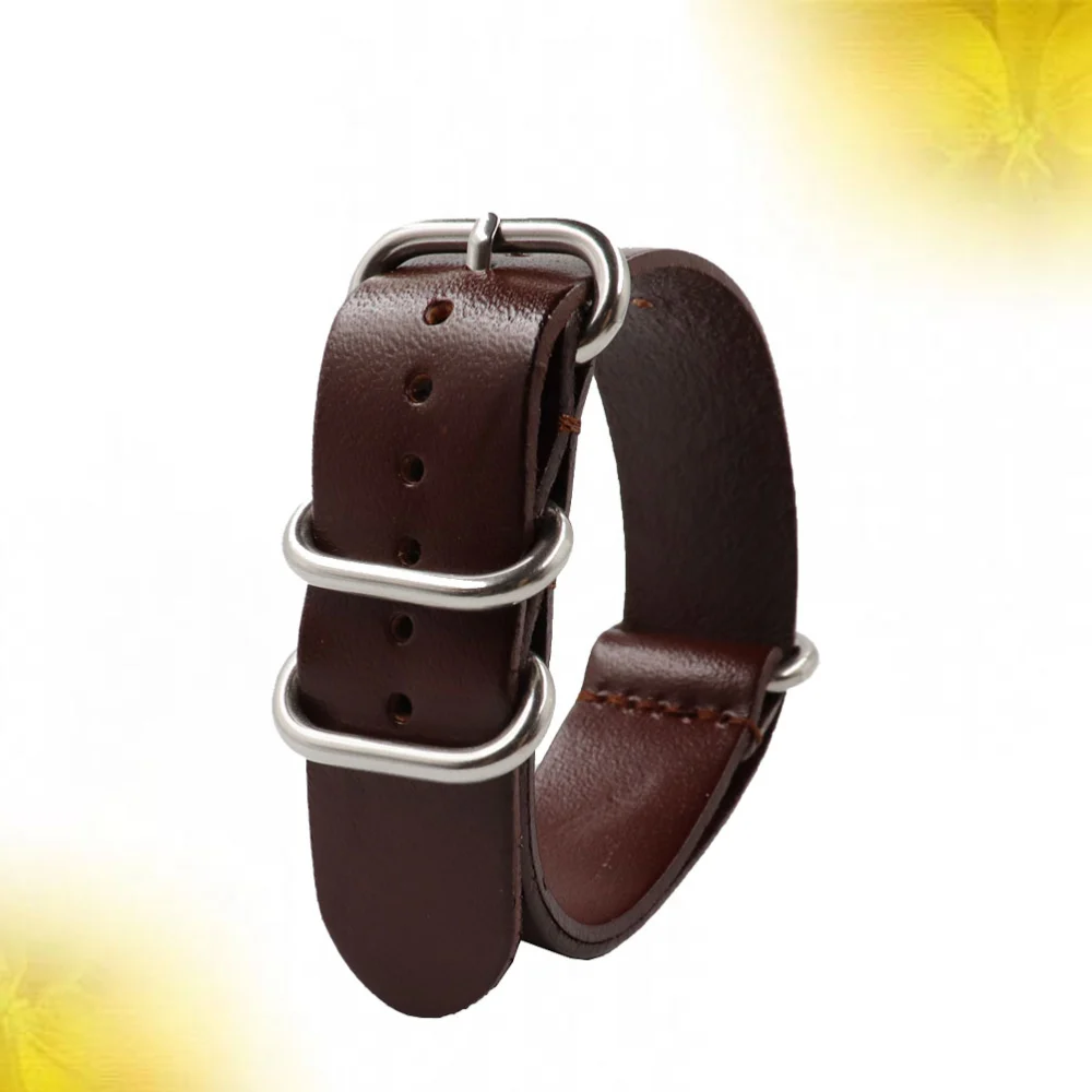 1PC Pure Leather Watch Strap Cowhide Leather Watch Band Stylish Replacement Watchband Breathable Leather Watch Band Brown Size 22MM