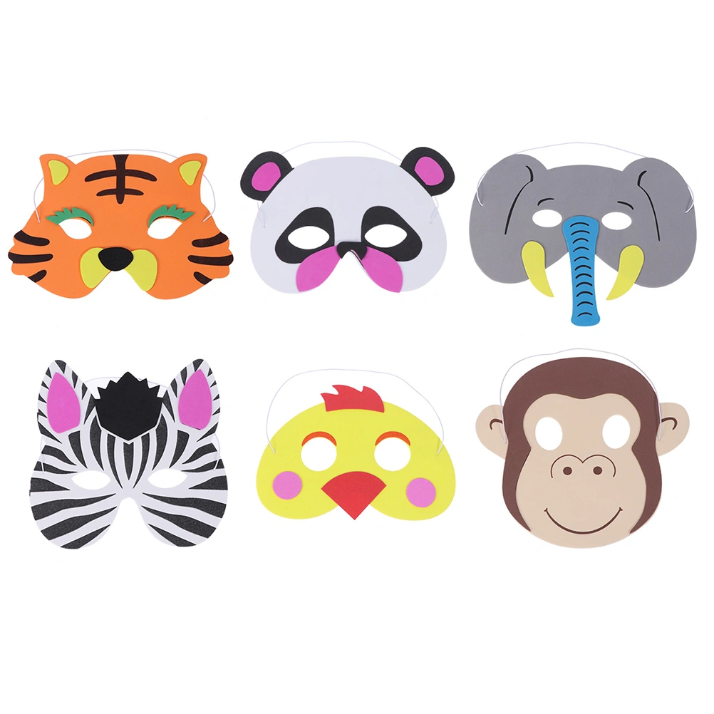 6pcs Cartoon Animal Mask Adorable Mask Kids Dress-Up Costume Accessory (Chick, Tiger, Monkey, Panda, Elephant, Zebra)