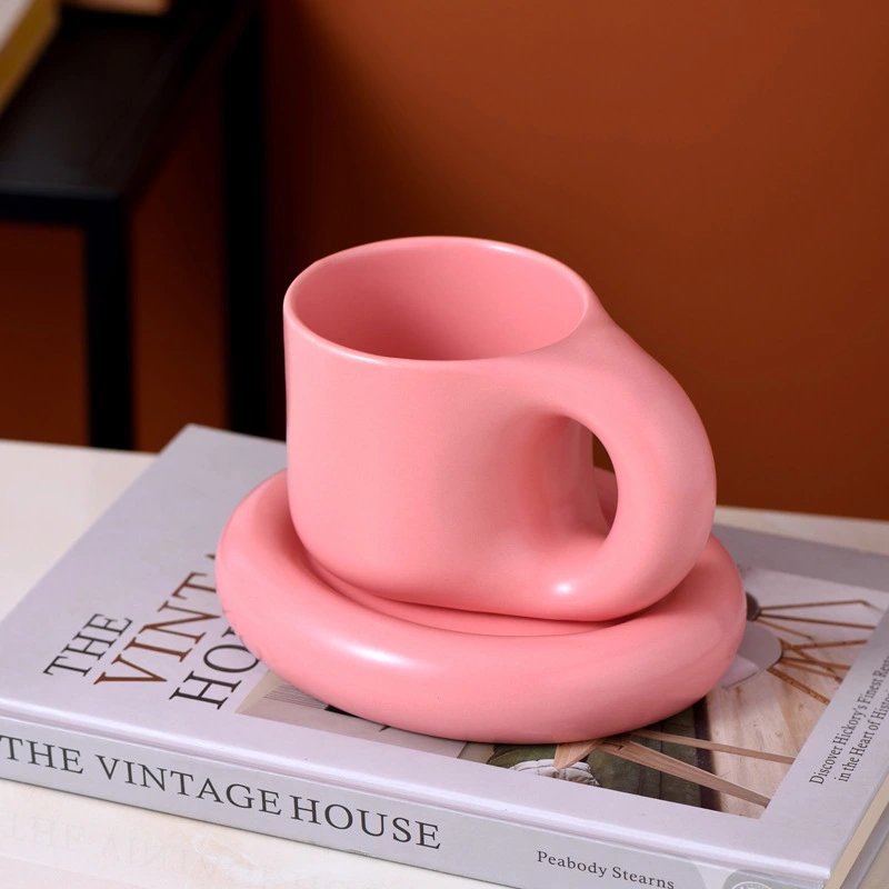 Ceramic Coffee Mug Water Cup Drinks Mug Beverage Cup for Home Office with Saucer