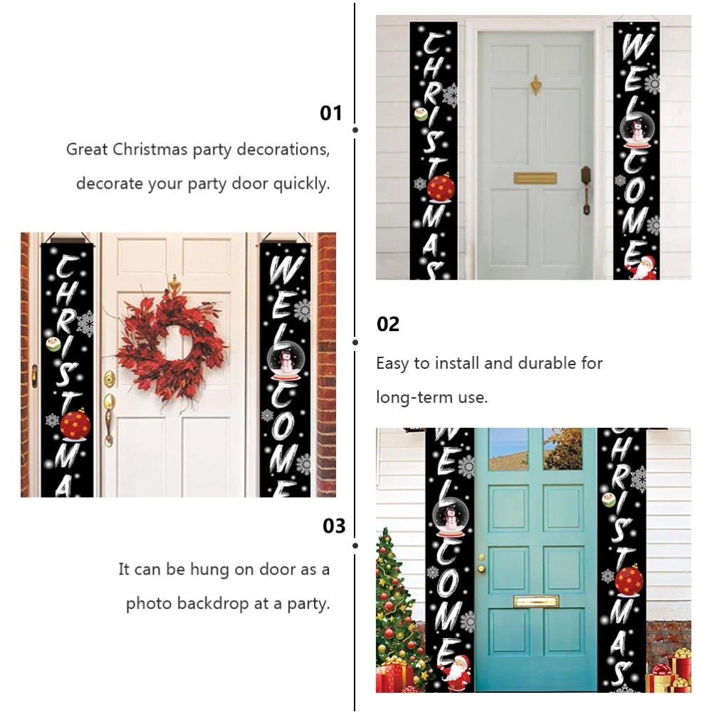 1 Pair of Christmas Door Banner Stylish Door Hanging Curtain