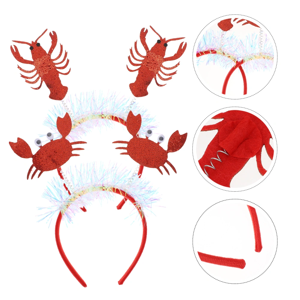 2pcs Creative Crab Lobster Headbands Costume Party Hair Props Headwear Decors