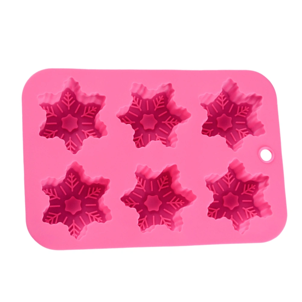 6 Holes Snowflake Pudding Jelly Silicone Cake Mold Handmade Soap Mold (Random Color)