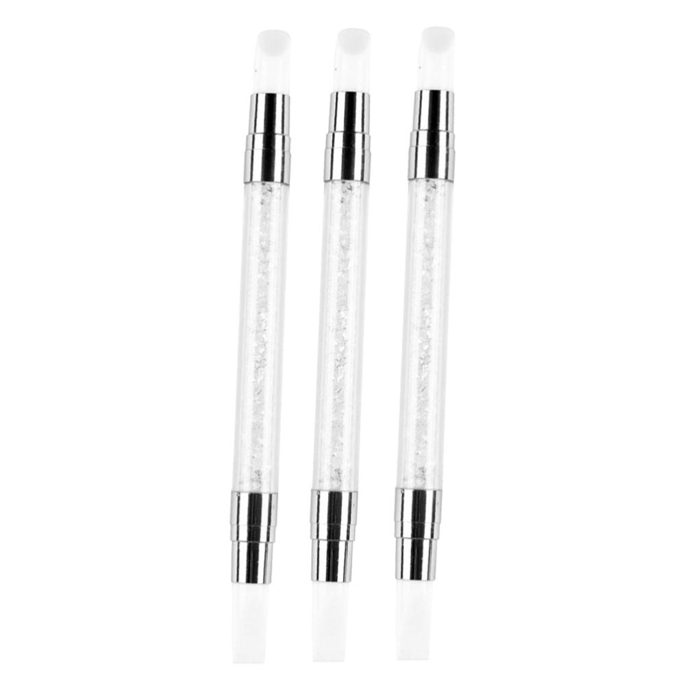 3pcs Double End  Oblique Nail Art Dotting Tools Nail Silicone Brush Dual Head Dotting Drawing Painting Pen Sculpting Drawing Tools