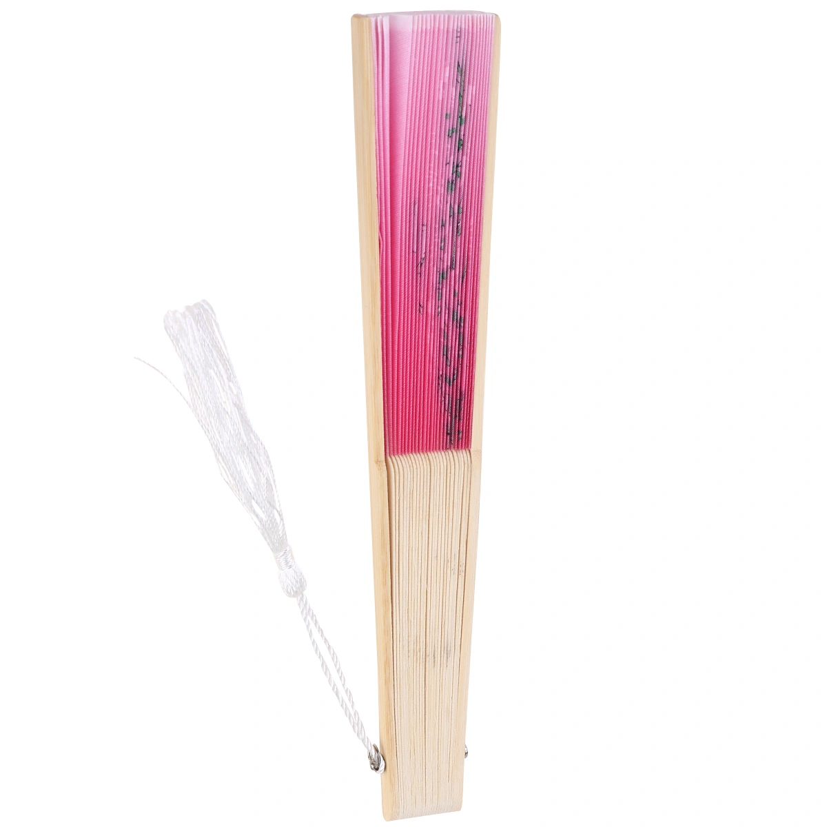 Japanese Style Folding Fan Handheld Fan Craft Dancing Performance Folding Fan (Rosy Background Flower Grass)