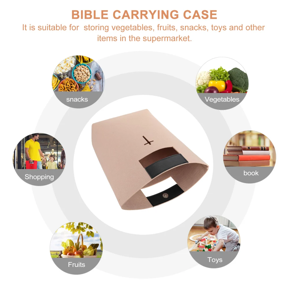 1Pc Bible Carrying Case Felt Handbag Felt Bible Cover Bible Tote Shopping Bag