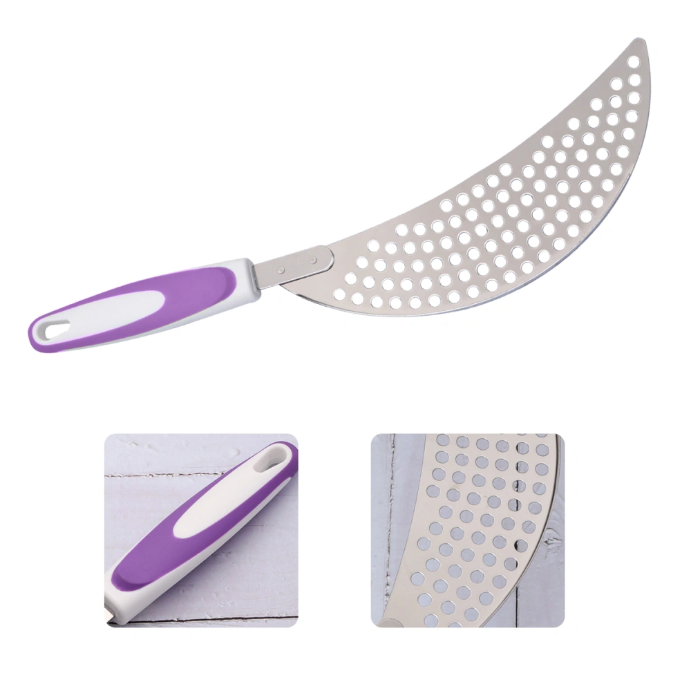 1PC Stainless Steel Spaghetti Pasta Strainer Plastic Handle Pan Pot Drainer Practical Draining Kitchen Tool (Purple)