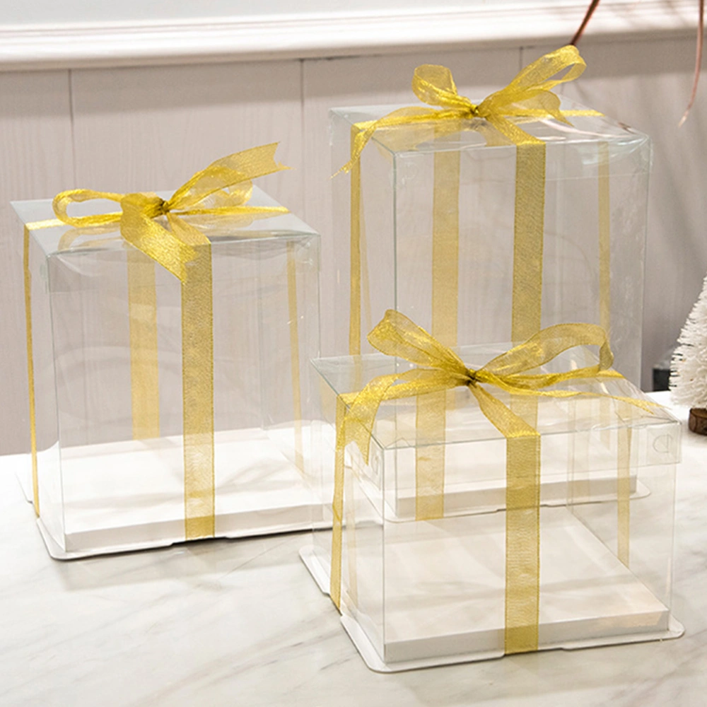 4 Pcs Transparent Cake Boxes Plastic Cake Carrier Birthday Cake Packing Container