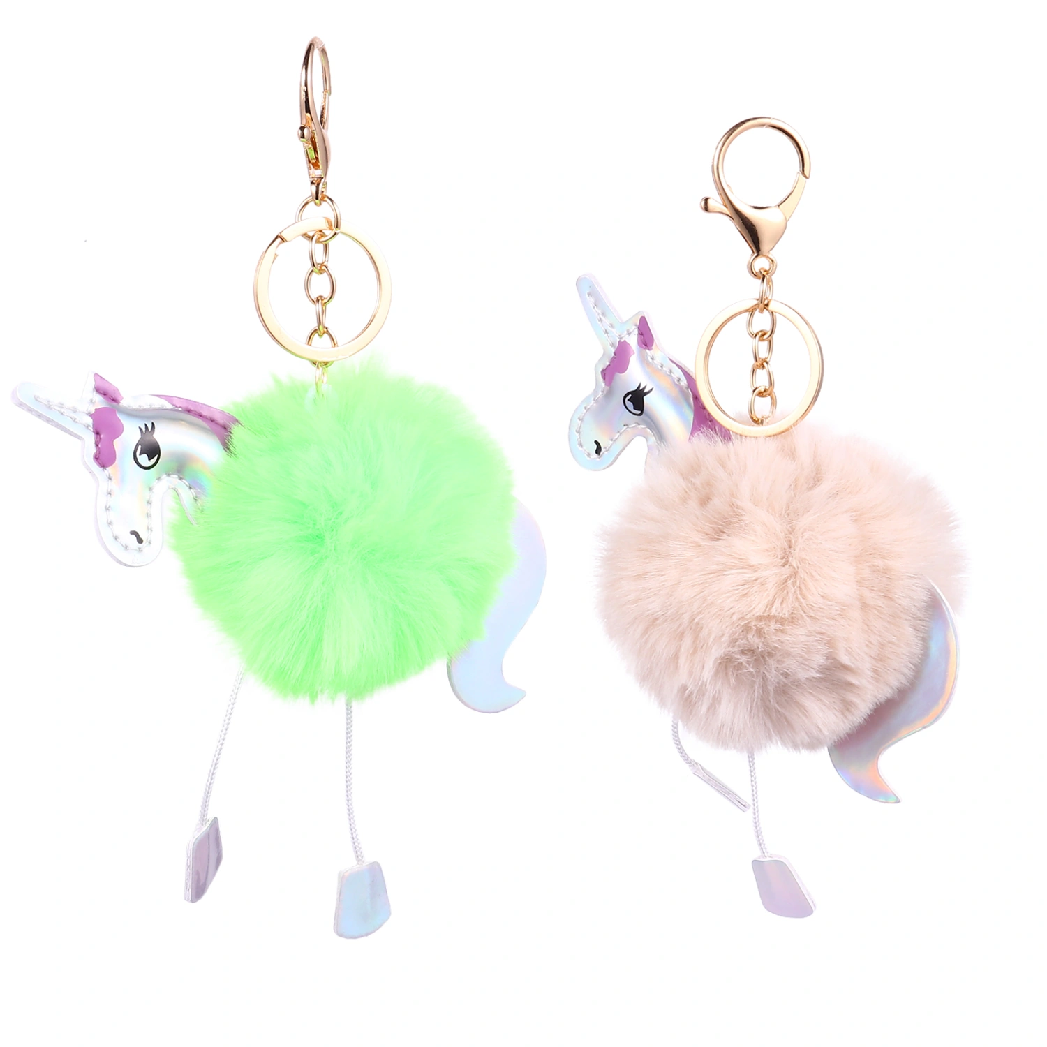 1 Set 2Pcs Plush Unicorn Car Key Chains Fashion Bag Pendants Lovely Keychains