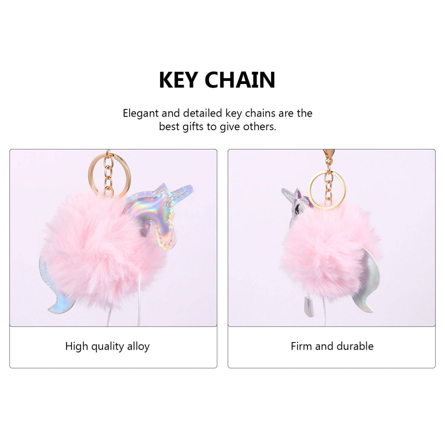 1 Set 2Pcs Plush Unicorn Car Key Chains Fashion Bag Pendants Lovely Keychains