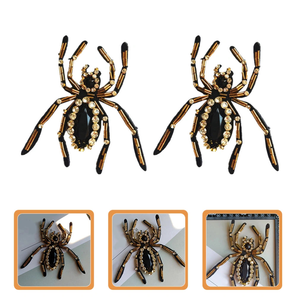 2pcs Non-woven Patch Halloween Shoes Clothes Decoration Spider Patch for Clothing