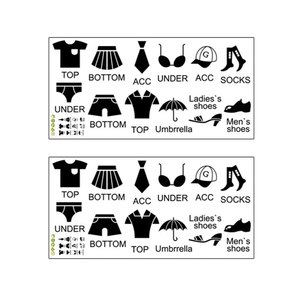 2 Sets Removable Clothing Sorted Sticker Closet Sticker Clothing Signs Clothing Category Sticker