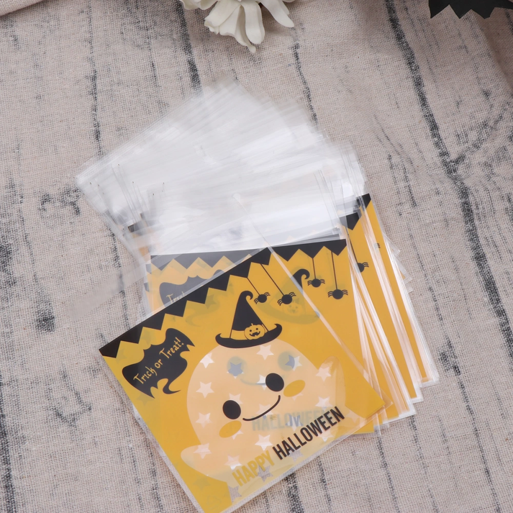 200pcs Bat Printing Halloween Packing Bag Creative Self-Adhesive Storage Bag for Dessert Candy Gift Cookie Bat Printing Pattern