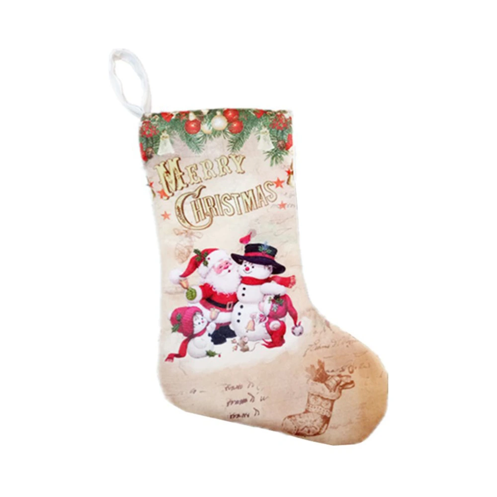 Christmas Socks Gift Candy Bag Christmas Decorations Printing Stockings Christmas Tree Hanging Ornaments (Pattern A)