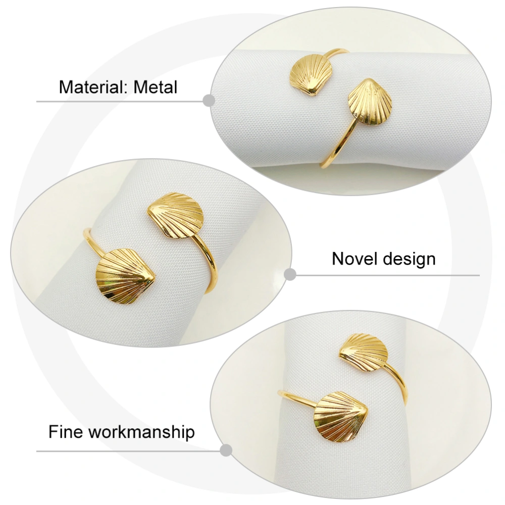 12pcs Decorative Shell Design Napkin Buckles Napkin Holder Tableware Adornments