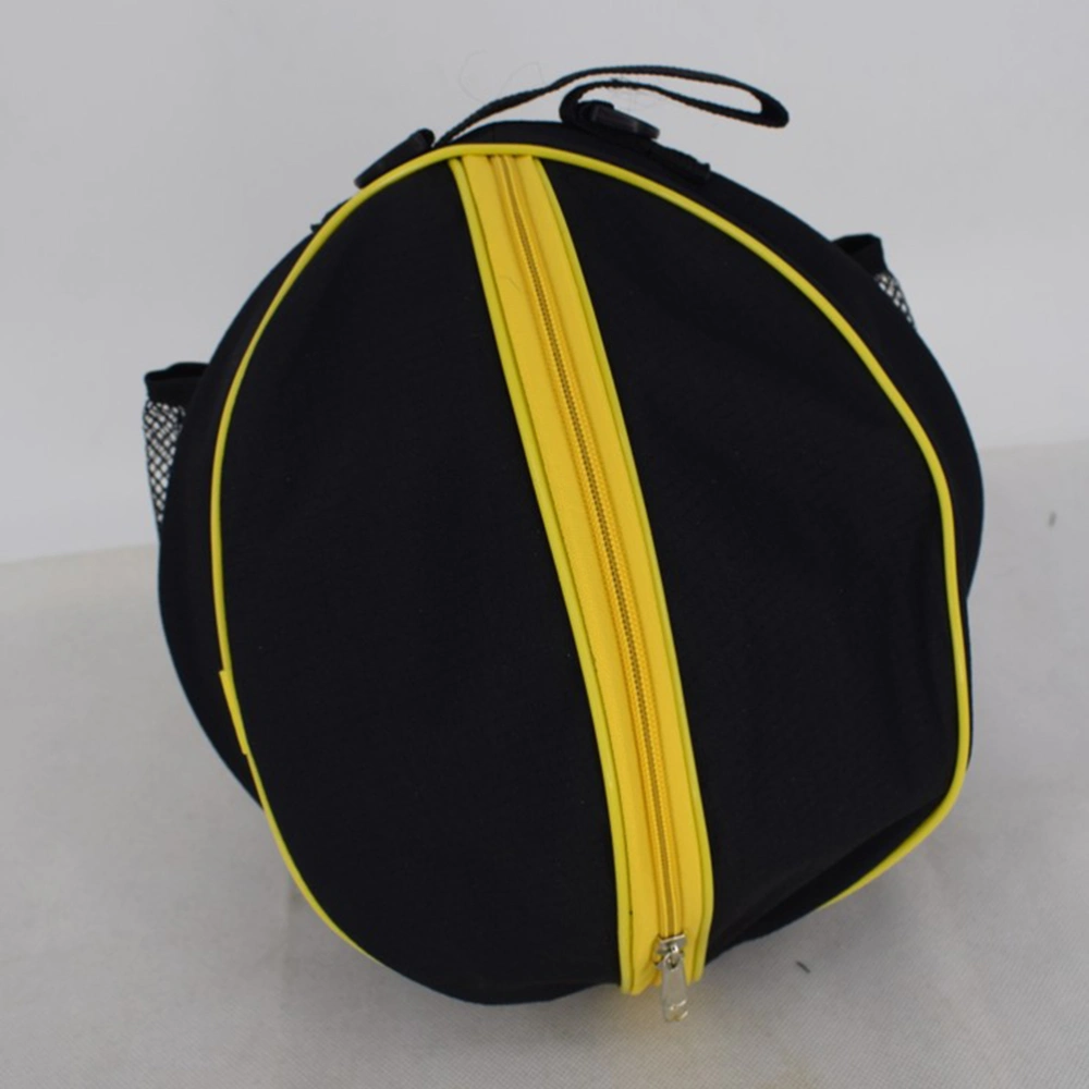 Oxford Cloth Round Bag Multipurpose Powerful Professional Storage Pocket for Basketball Table Tennis Soccer (Black Cloth and Yellow Edge)