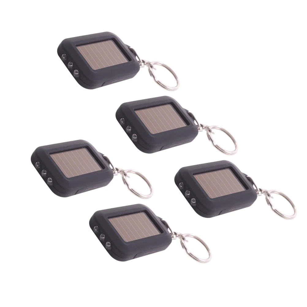 5pcs Unique Mini Keychain Portable Flashlight Keychain Handy Solar Charging LED Keychain Flashlight for Camping Hiking Fishing 