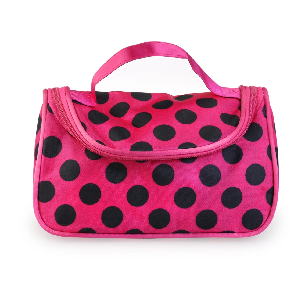 Fashion Polka Dots Patterns Women's Zipper Travel Cosmetic Makeup Bag Toiletry Bag Handbag Organizer (Rosy)