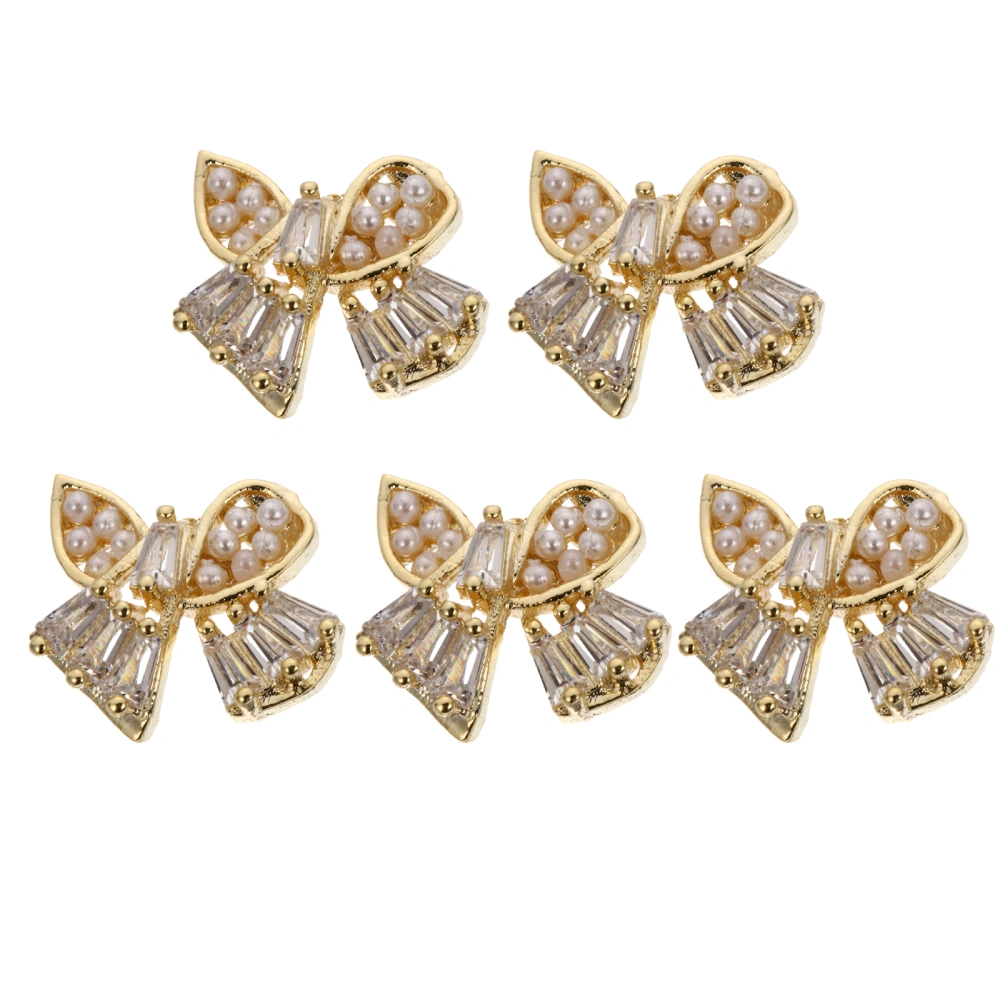 5pcs Nail Art Studs Bow Nail Decals Bowknot Nail Studs Manicure Accessories