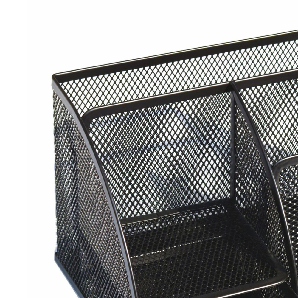 Multifunctional Metal Wire Mesh Pen Holder Black Desktop Organizer Office Supplies Storage Rack Mail Organizer Memo Pad Holder for Home Office