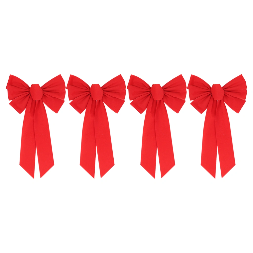 4 pcs Christmas Tree Bowknot Decor Beautiful Lint Bowknot Ornament for Christmas Festival Party (Size: 25cmx40cm)