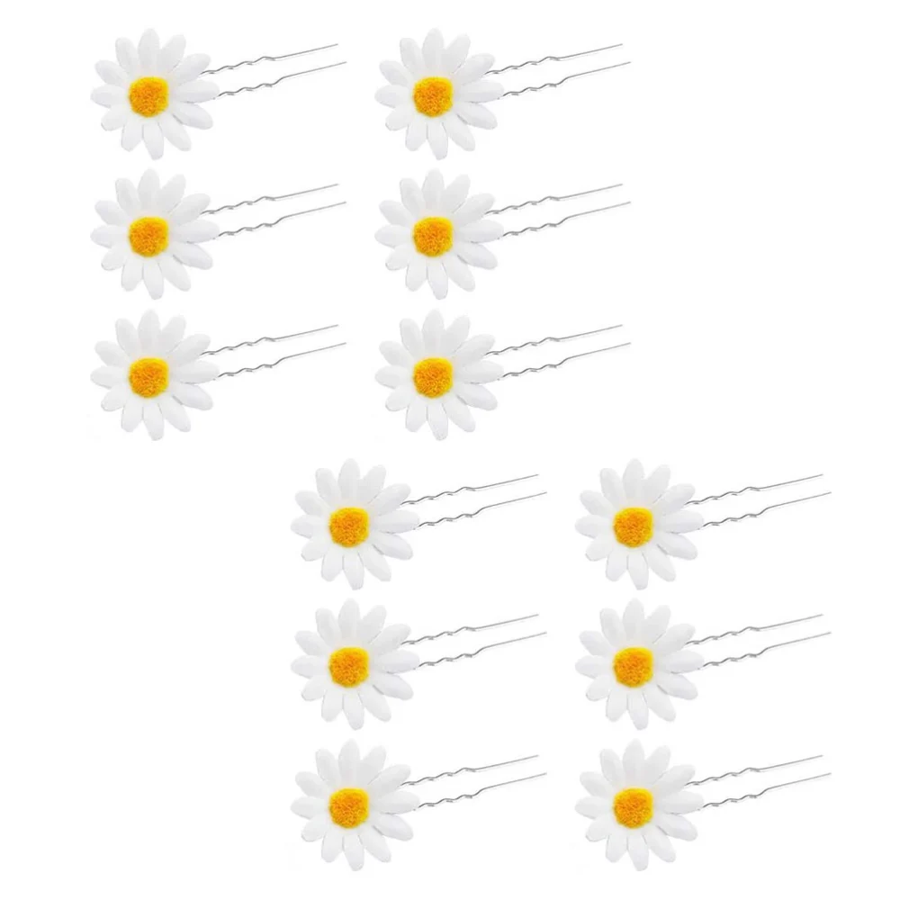 12Pcs Artificial Flower Hair Clips Hairpin Hair Stick Fork Hair Accessories