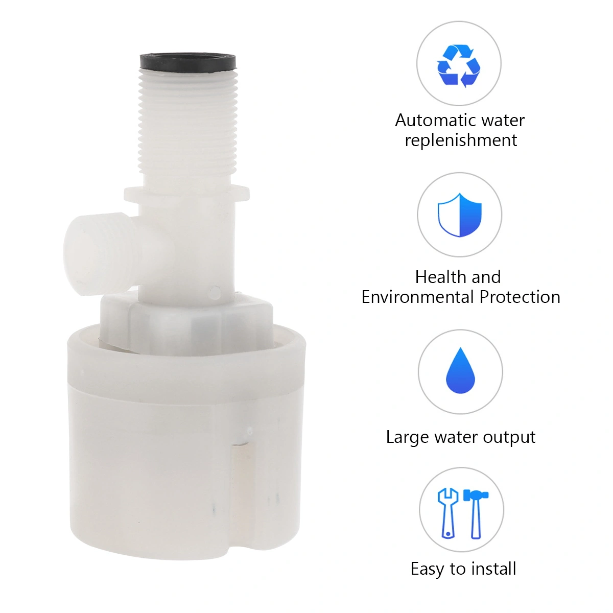 3/4 Inch Inlet Built-in Inside Water Level Control 4 Inch Automatic Float for Water Tank Pool (White)