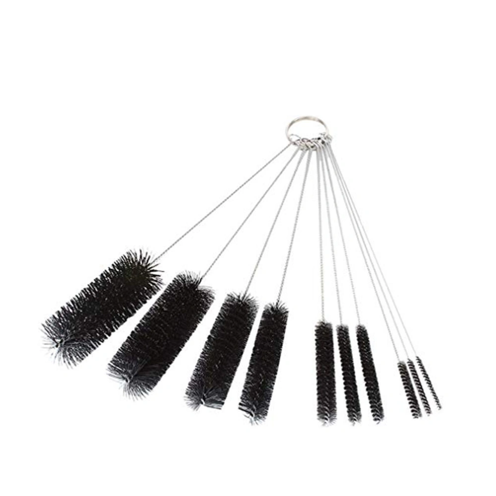 1 Set 10pcs Stainless Steel Nylon Straw Cleaning Brushes Steel Drinking Straw Brush Cleaner Brush for Cleaning Straws (Black + Silver)