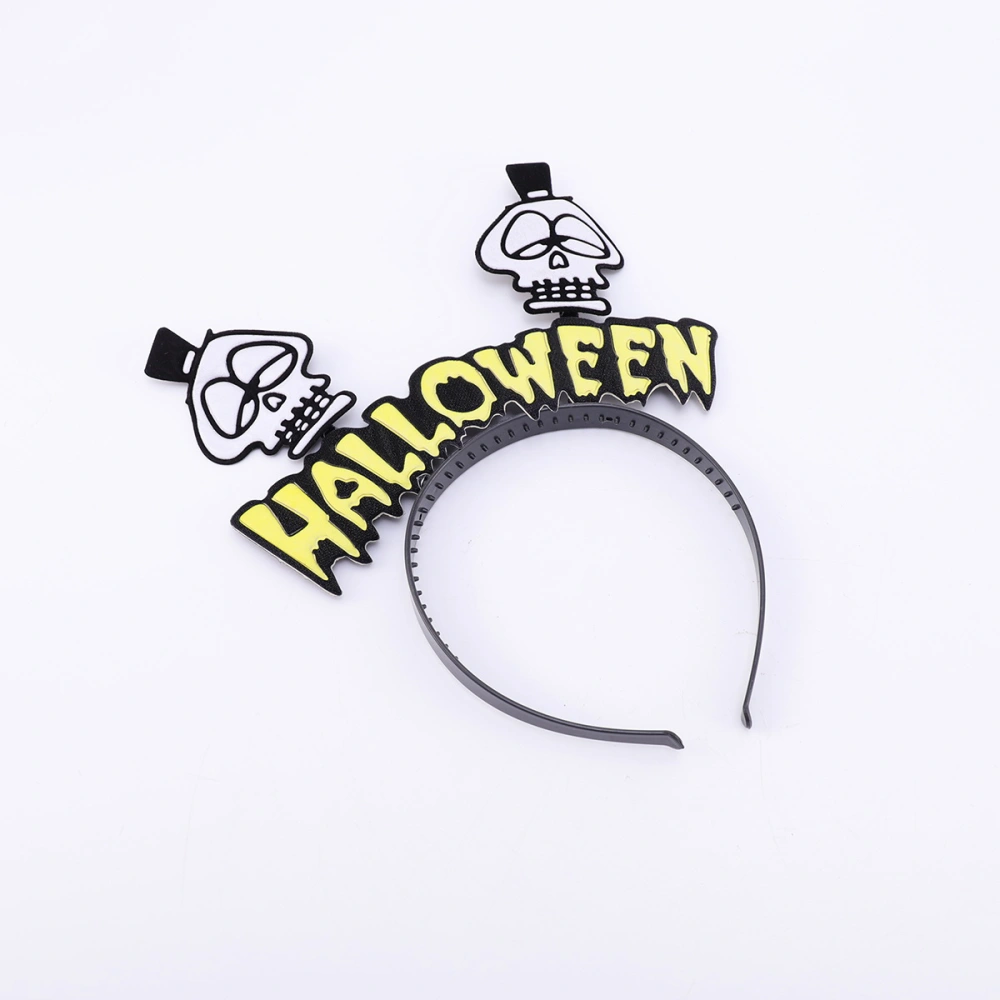 4pcs Skeleton Hair Hoops Halloween Head Hoops Headdress Hair Accessories Costume Props for Woman Lady Female (Black, Yellow)