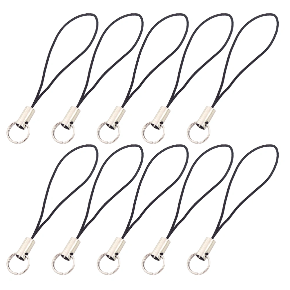 100Pcs Simple Fashion Cell Phone Lanyard Men And Women General Short Wrist Rope Digital Camera Self Timer Lever Short Lanyard (Black)