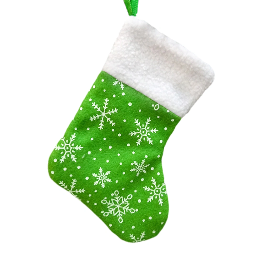 1 Pc Christmas Stocking Festive Green Snowflake Xmas Sock Christmas Tree Hanging Ornament Gift Bag for Christmas Party Banquet (Green)