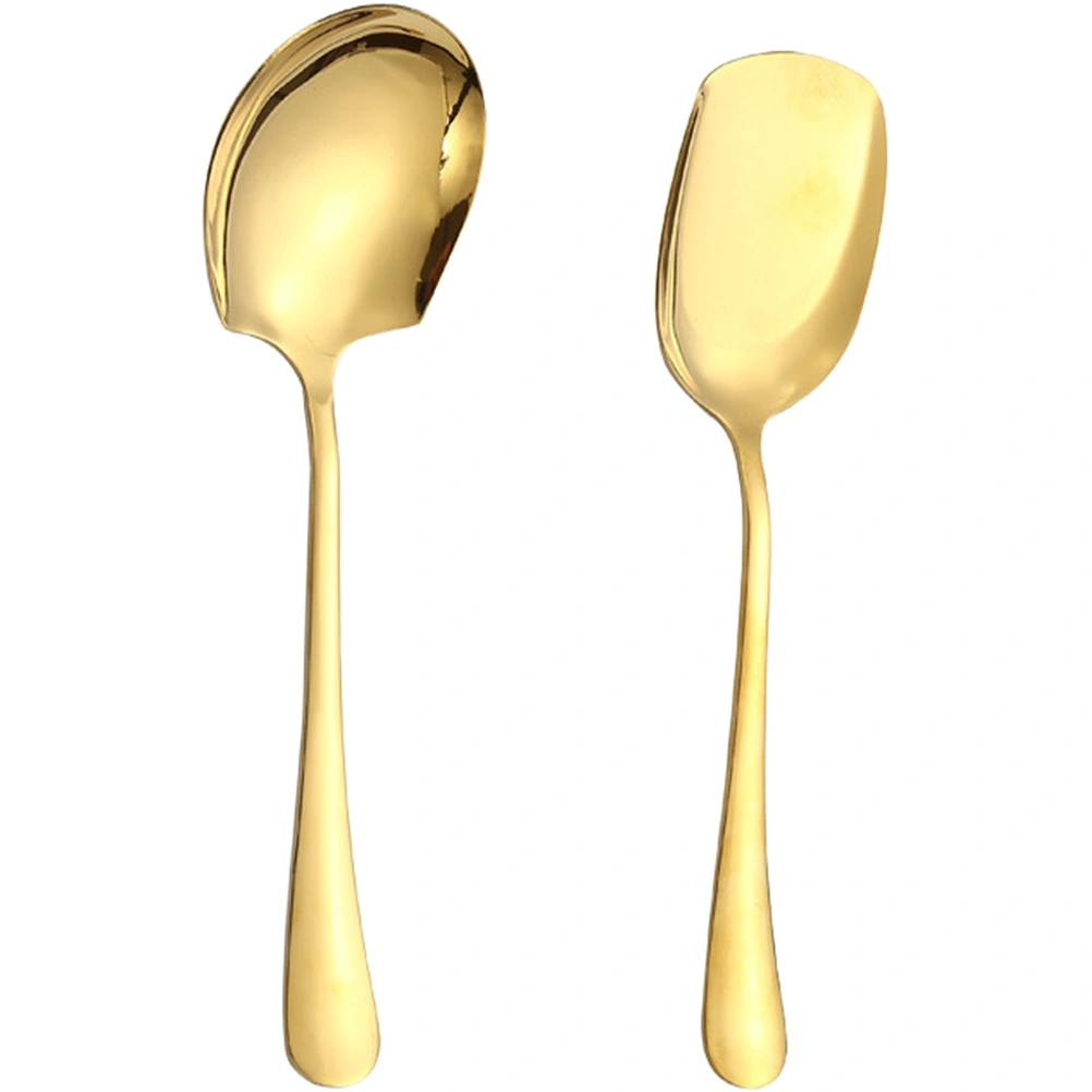 2pcs Stainless Steel Spoon Serving Spoon Shovel Spoon Long Handle Restaurant Serving Utensils