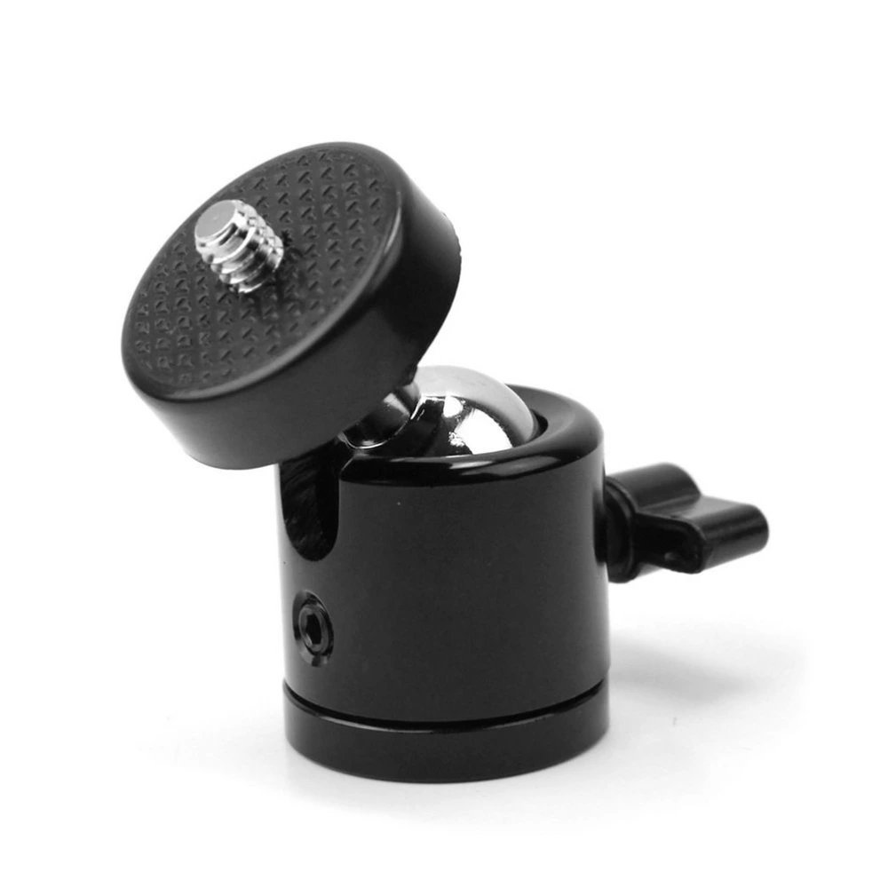 Mini Tripod Head Tripod Ball Head 1/4" Threaded Camera 360 Degrees Camcorder (Black)