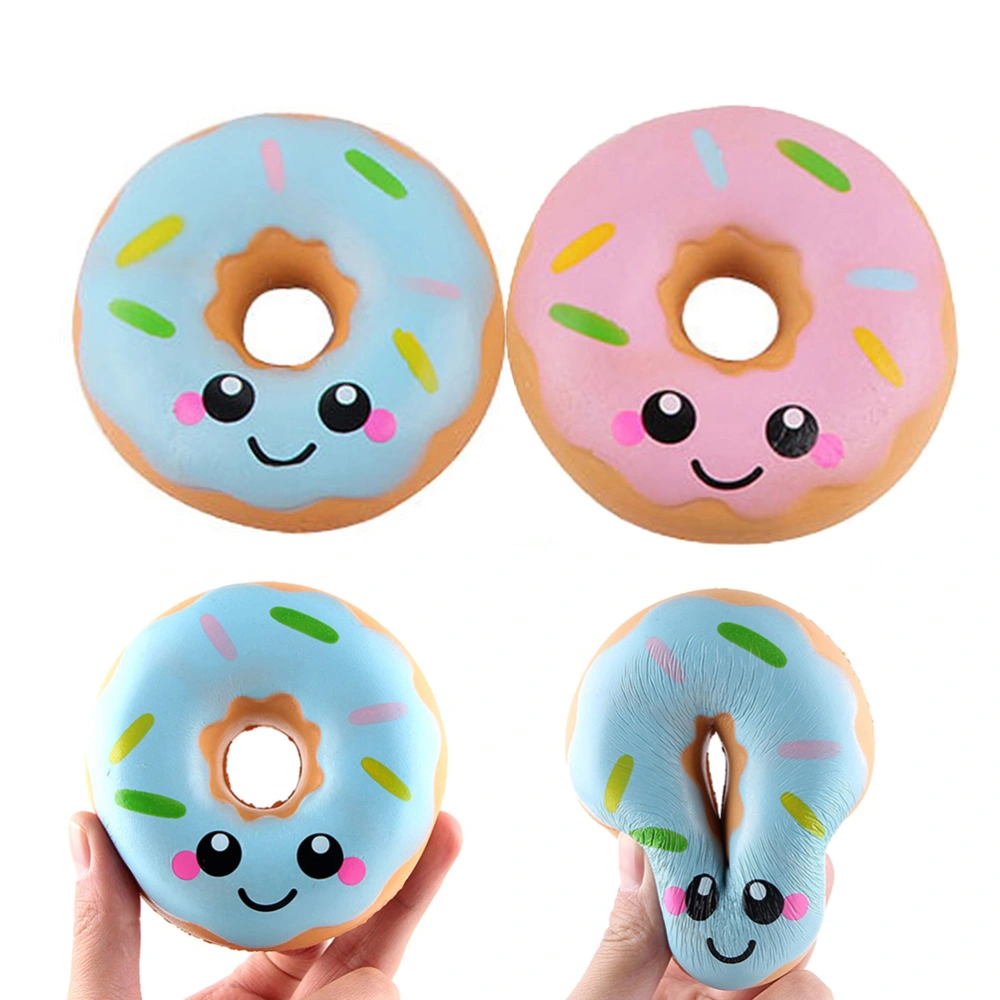 2pcs Squeezing Toys Donuts Slow Rising Squeezing Toys Stress Relieve for Adult Children (Blue and Pink)