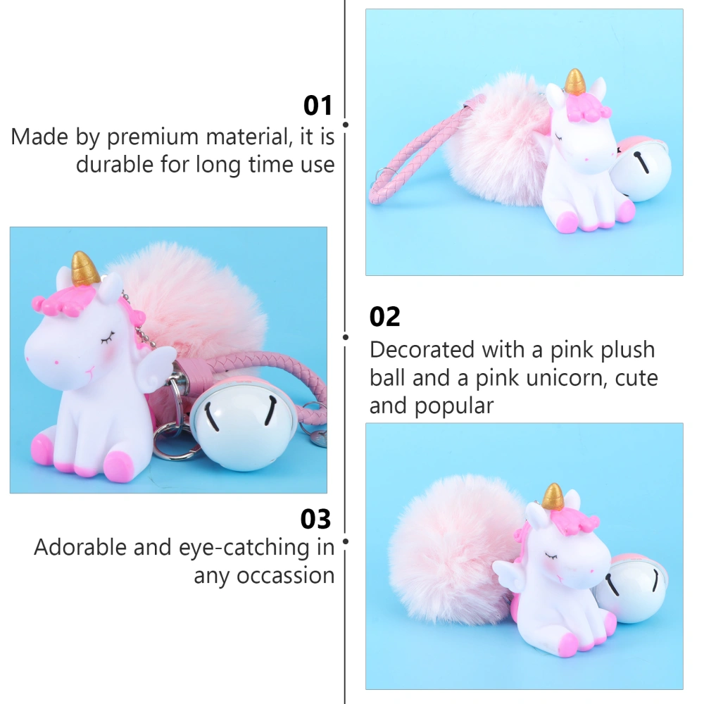 Unicorn Keychain Female Bag Animal Hair Ball Pendant Fashion Cartoon Party Small Gift Car Decoration(Pink)