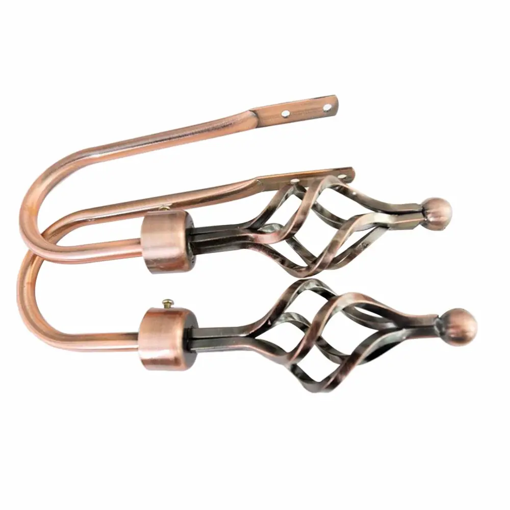 Pair of Polished Metal Curtain Hooks Holdbacks Tiebacks for Drapes (Red Bronze)