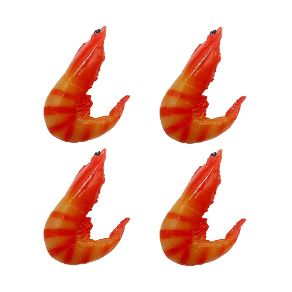 4pcs Cooked Shrimp Simulated Shrimp Food Models Food Photo Prop Home Decor