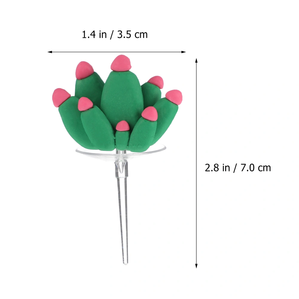 1 Set 5Pcs Hawaii Party Cake Toppers Cactus Cake Picks (Assorted Color)