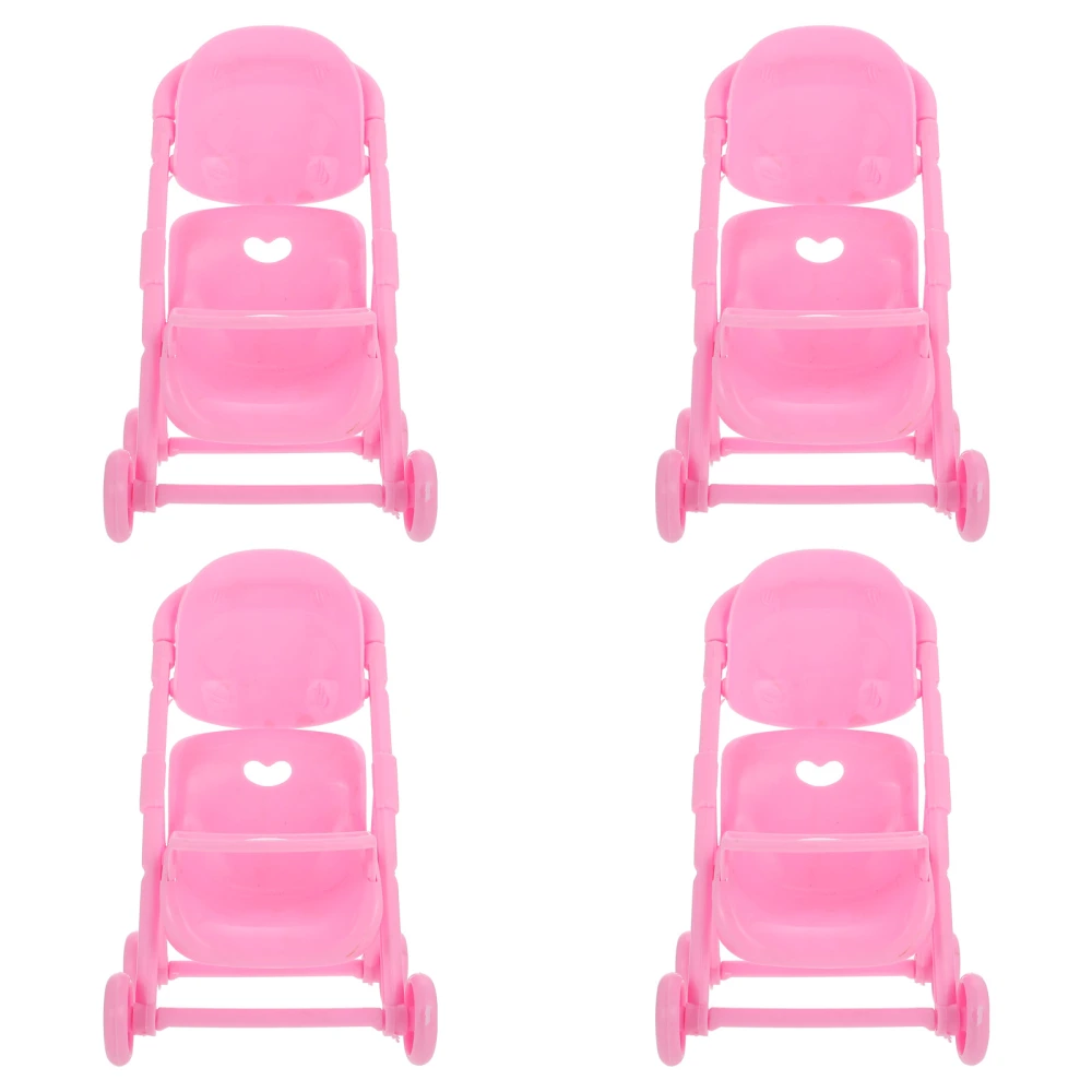 4Pcs Simulation Baby Stroller Plaything Plastic Trolley Model Toy Kids Role-playing Toy