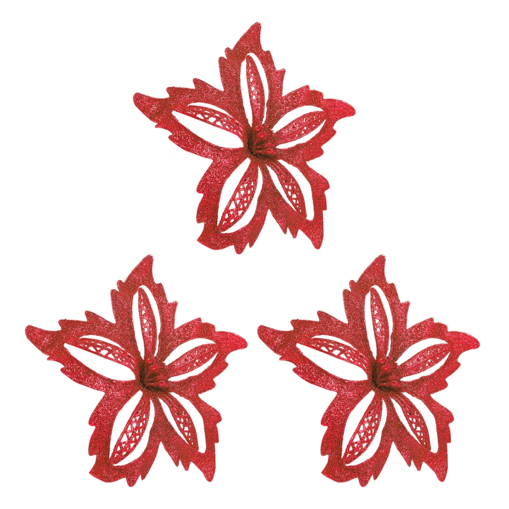 3PCS Christmas Flower Simulation Holiday Decorative Flower Xmas Tree Decoration