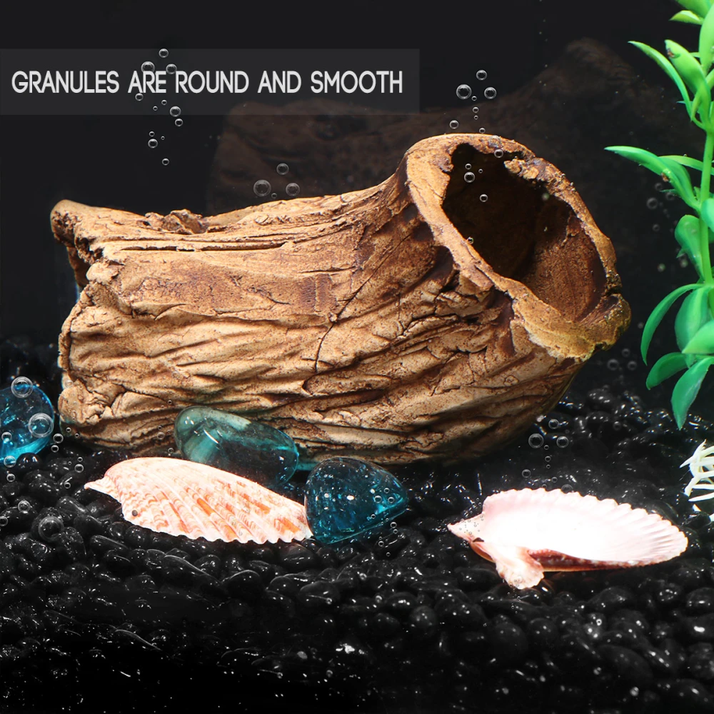 POPETPOP 2kg Decorative Stones Garden Yard Glass Stone Fish Tank Aquarium Polished Sand Stone (Black)