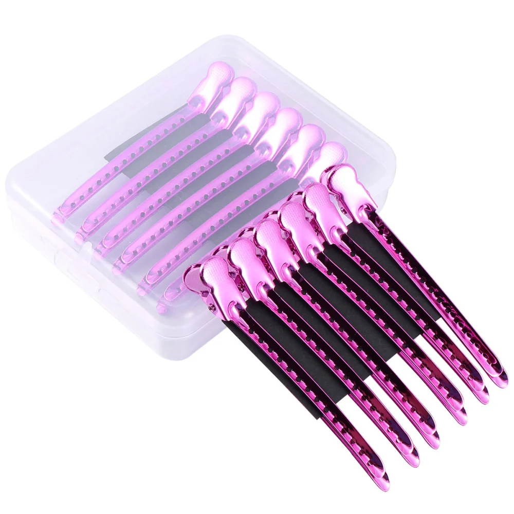 12pcs Portable Hairpin Durable Fastening Clip Metal Hair Clip Hair Styling Pin Headdress Grip for Home Woman Salon (9cm Violet)